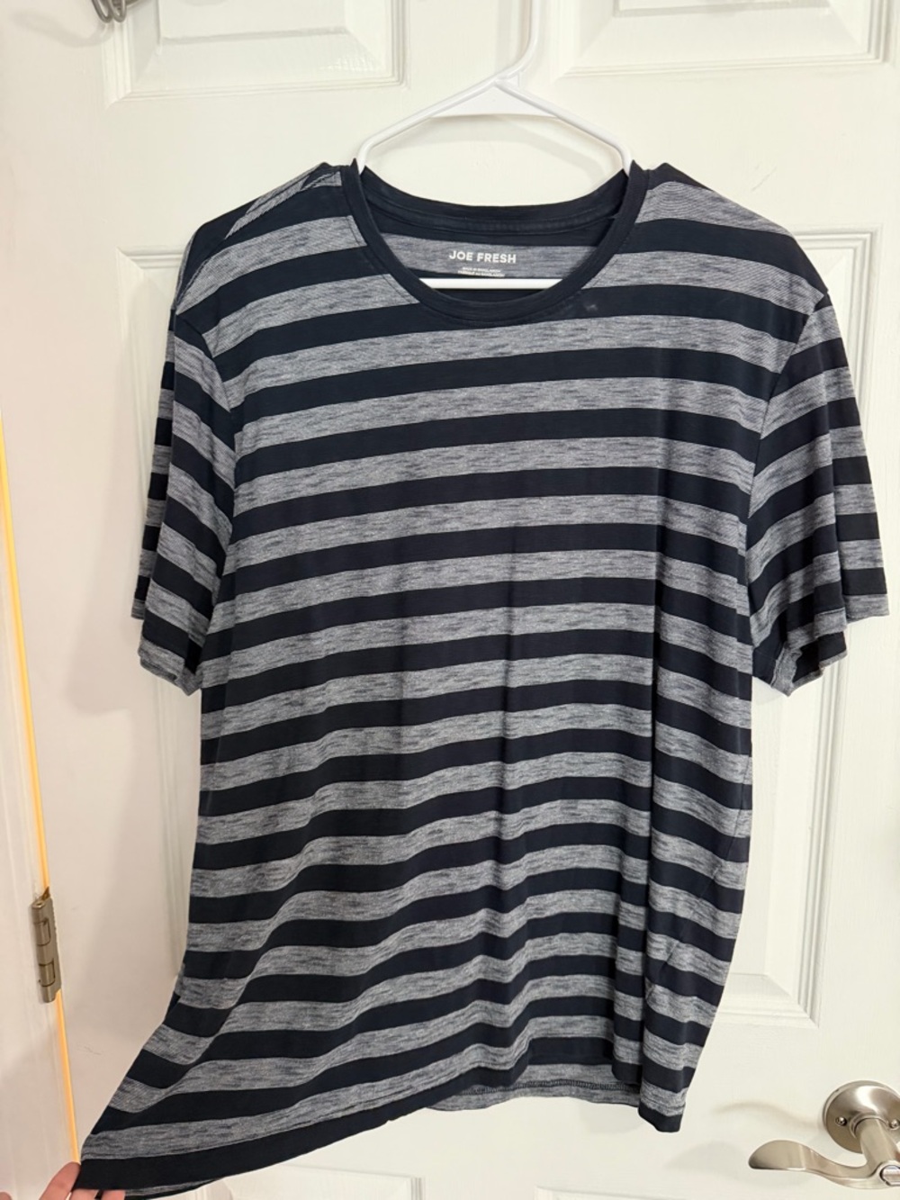 Joe Fresh Black and Gray Horizontal Stripe Short Sleeve Tee